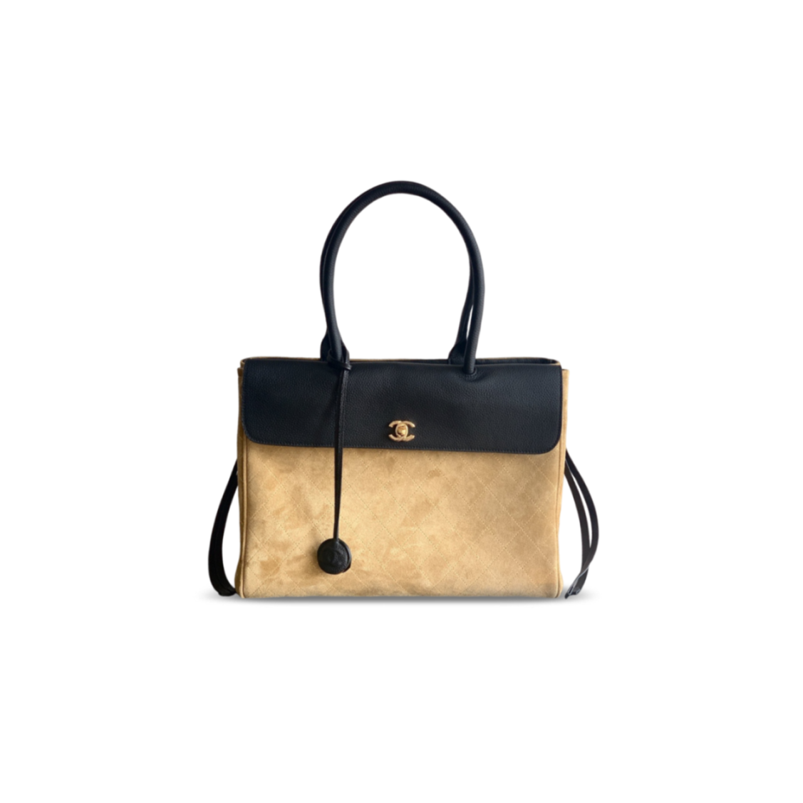 Ch**el boston handbag suede and leather (37*29*16cm)